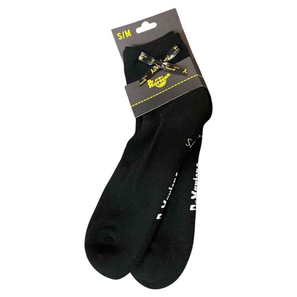 Dr. Martens Bow Sock Black Organic Cotton Blend Crew Socks S/M New